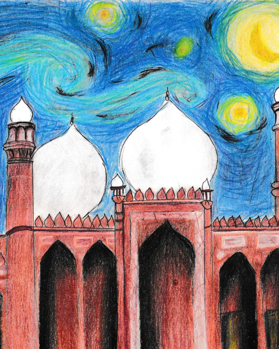 Cultural echoes - Badshahi Mosque under Starry Night